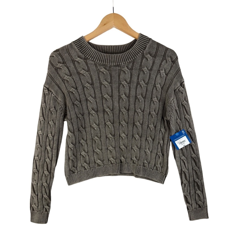 New Arizona Cable Knit Crewneck Sweater size XS Green